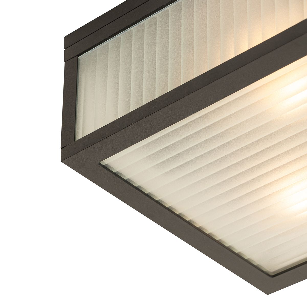 Smart buiten plafondlamp zwart met ribbel glas incl. Wifi A60 - Charlois