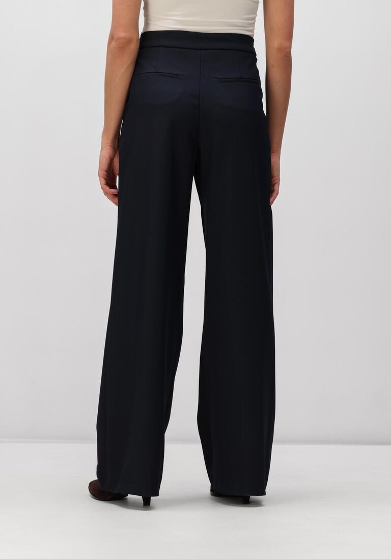 donkerblauwe haute l'amitié wijde broek michelle tailor tie tall pant