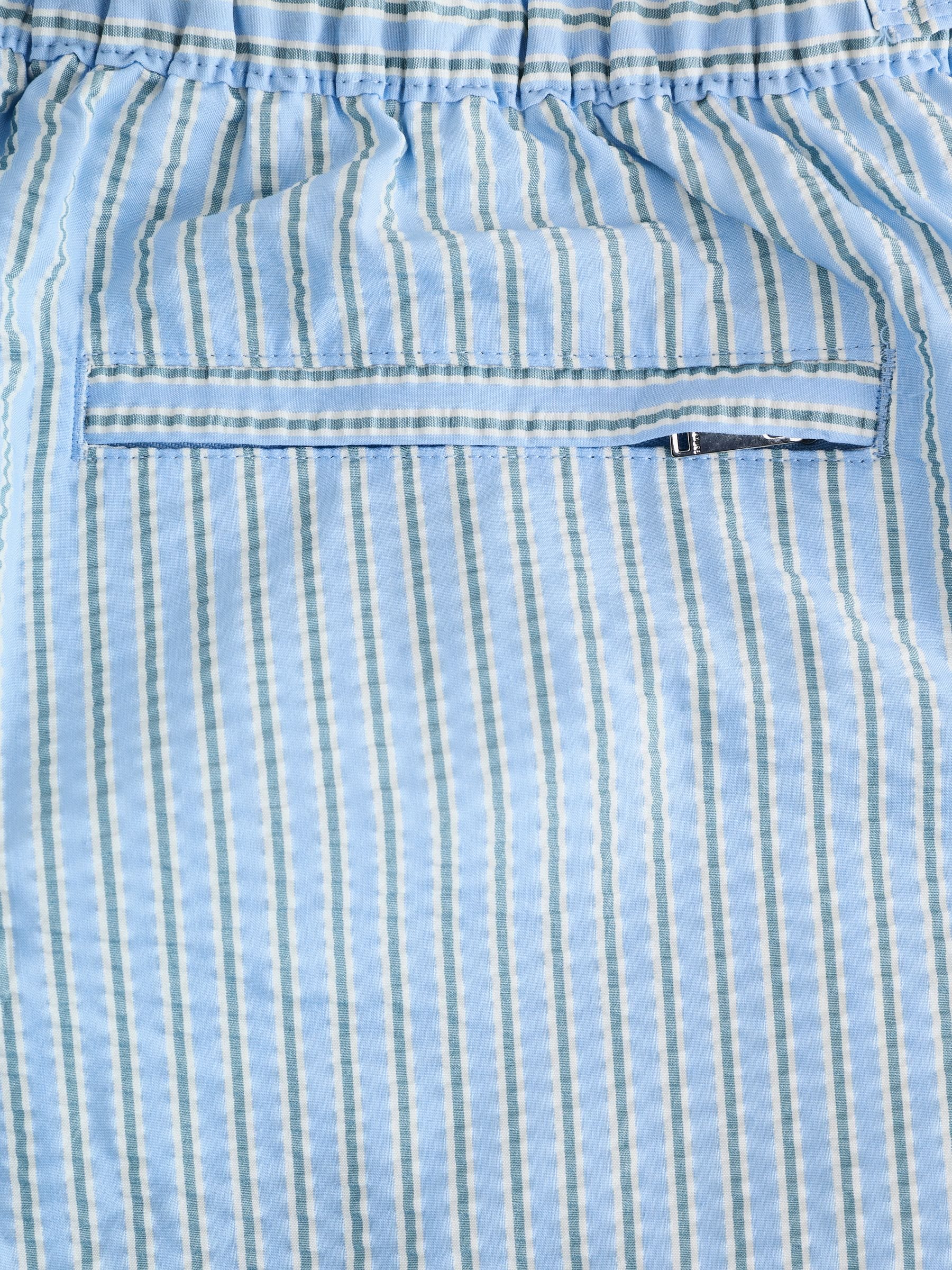 Lichtblauw, meerkleurig gestreept - Signature Tailored zwembroek met tailleband