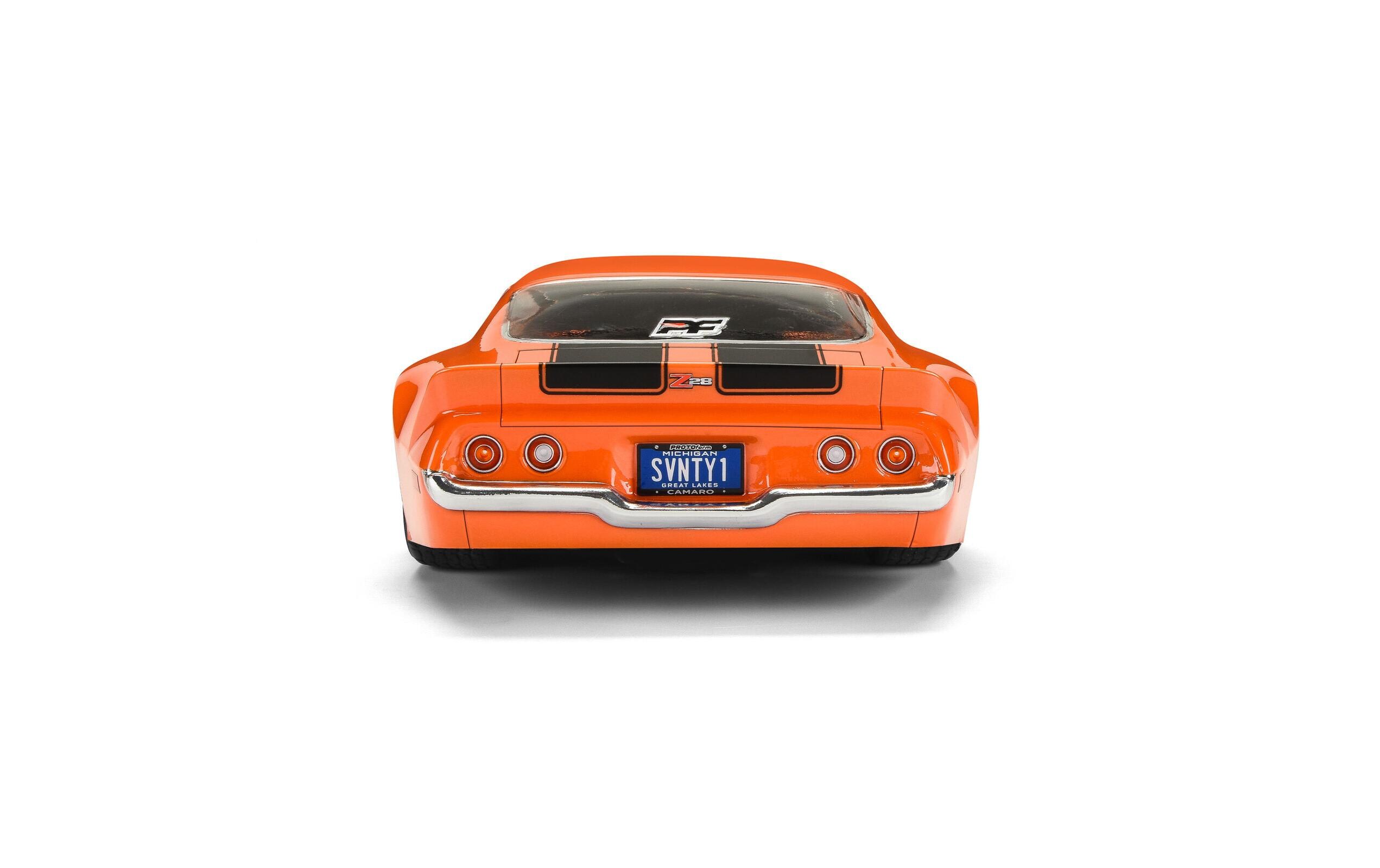 Karosserie Chevrolet Camaro Z28, 1971 unlackiert, 1:10Vintage Trans-Am Karosserie für Tourenwagen