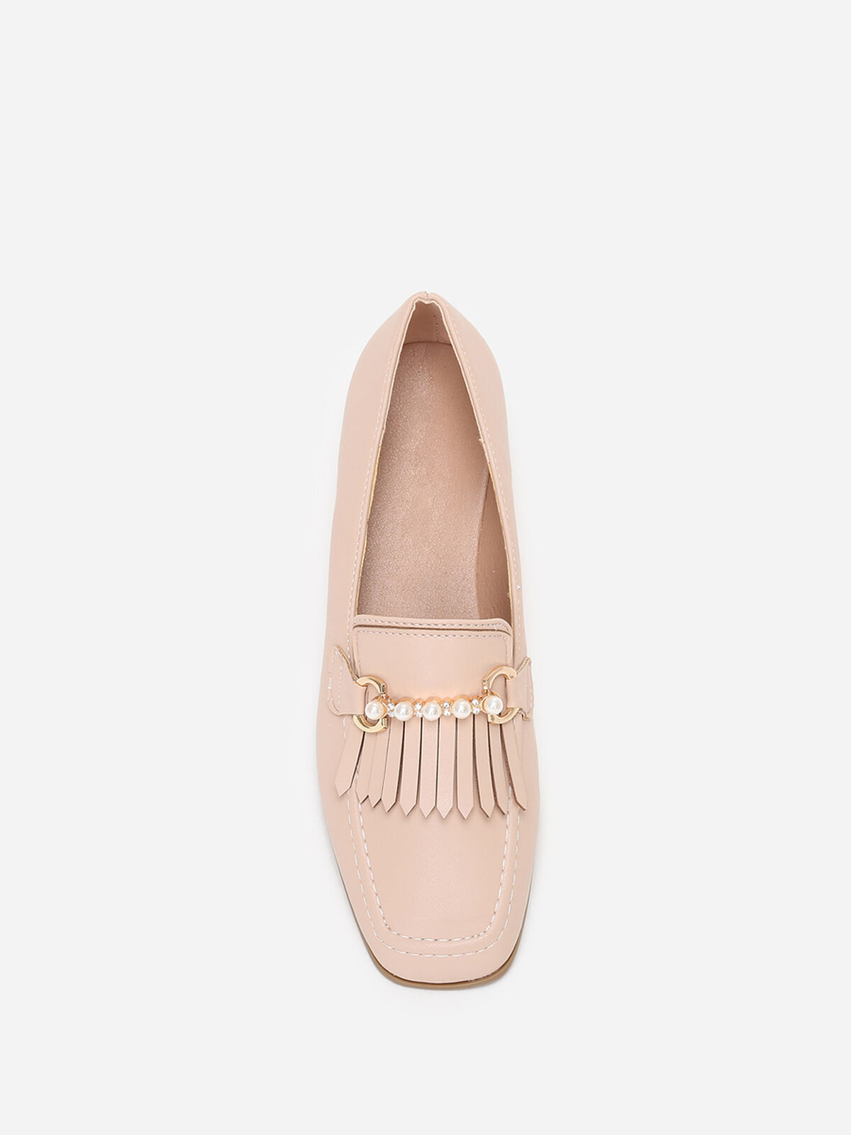 Mocassins à franges et perles- Beige