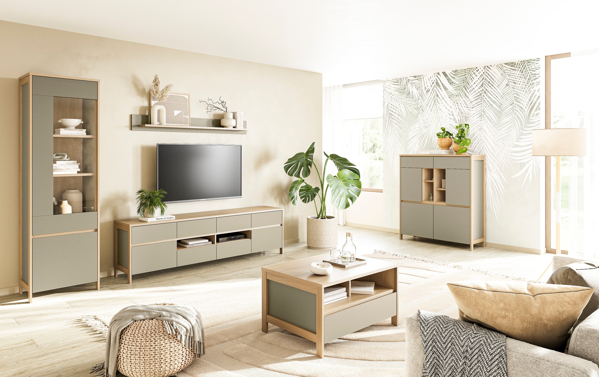 Home affaire Highboard »Stranda, moderner Schrank, Stauraumelement im Scandic-Style« elegante Rahmenoptik, ausreichend Stauraum, vielseitig einsetzbar
