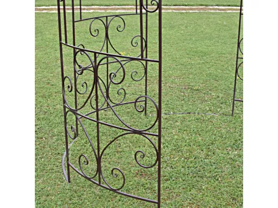 Gloriette pergola tonnelle kiosque abri jardin fer marron 216x330 cm