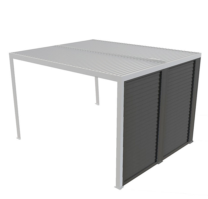 Côté ventelles aluminium gris 3 m pour pergola bioclimatique Habrita PER3630BI et PER2430BI