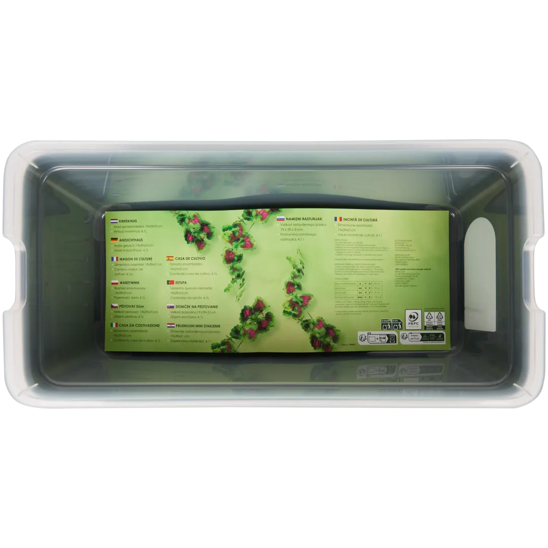 Kweekkasje met deksel 19 x 39 x 31 cm