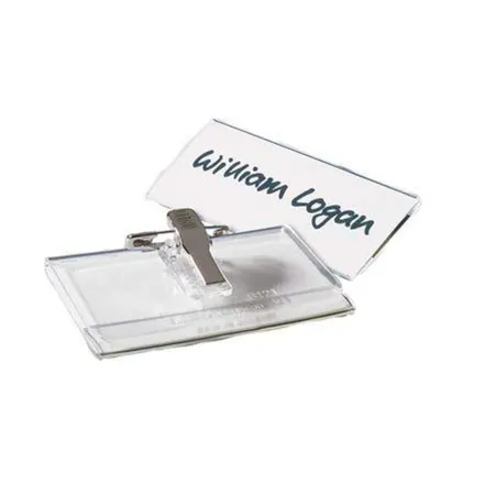 Durable 812119 Namensschild mit Kombiklemme, 40 x 75 mm, transparent