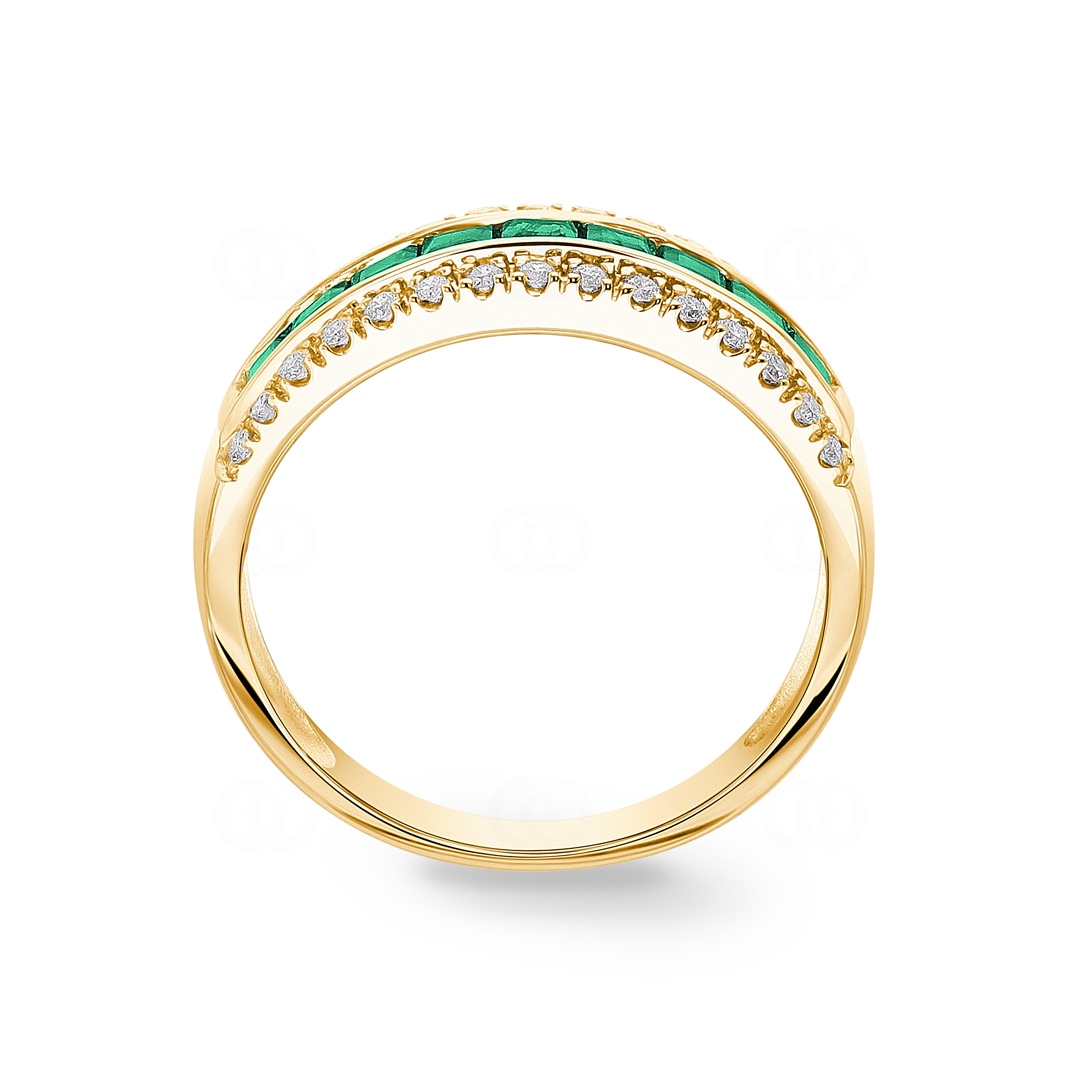 Smaragdring 750/18 K Gelbgold mit Diamanten 0.20 ct H/si