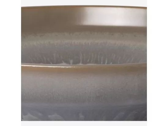 HABITAT - Plat de service rond en grès - 33 cm - Bleu et marron - Asta