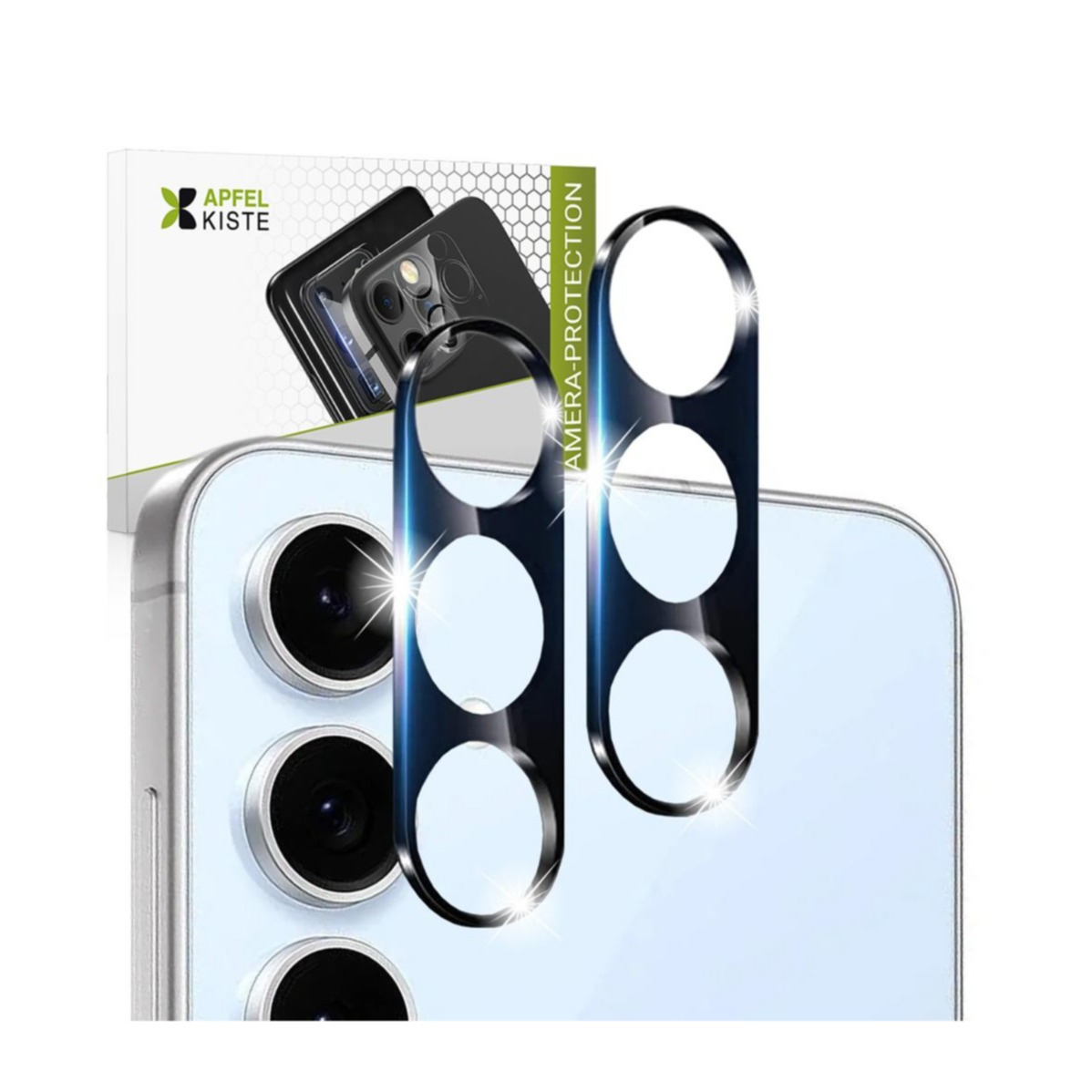 (2er Set) Samsung Galaxy S24 FE Kamera Objektiv Protector Panzer Glas Case Friendly - Schwarz