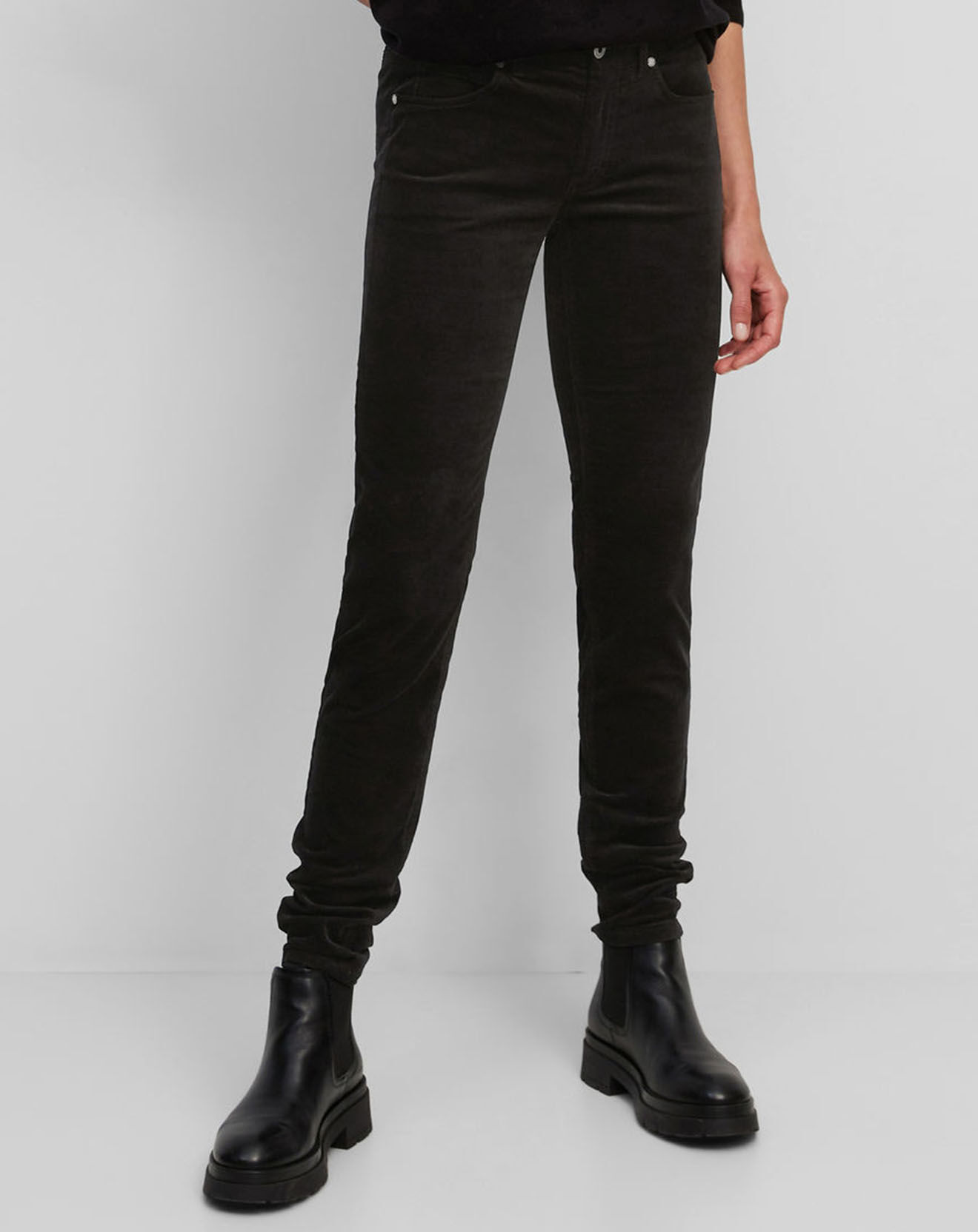 Marc O'Polo Pantalon en Velours de coton bio Slim Mavas noir