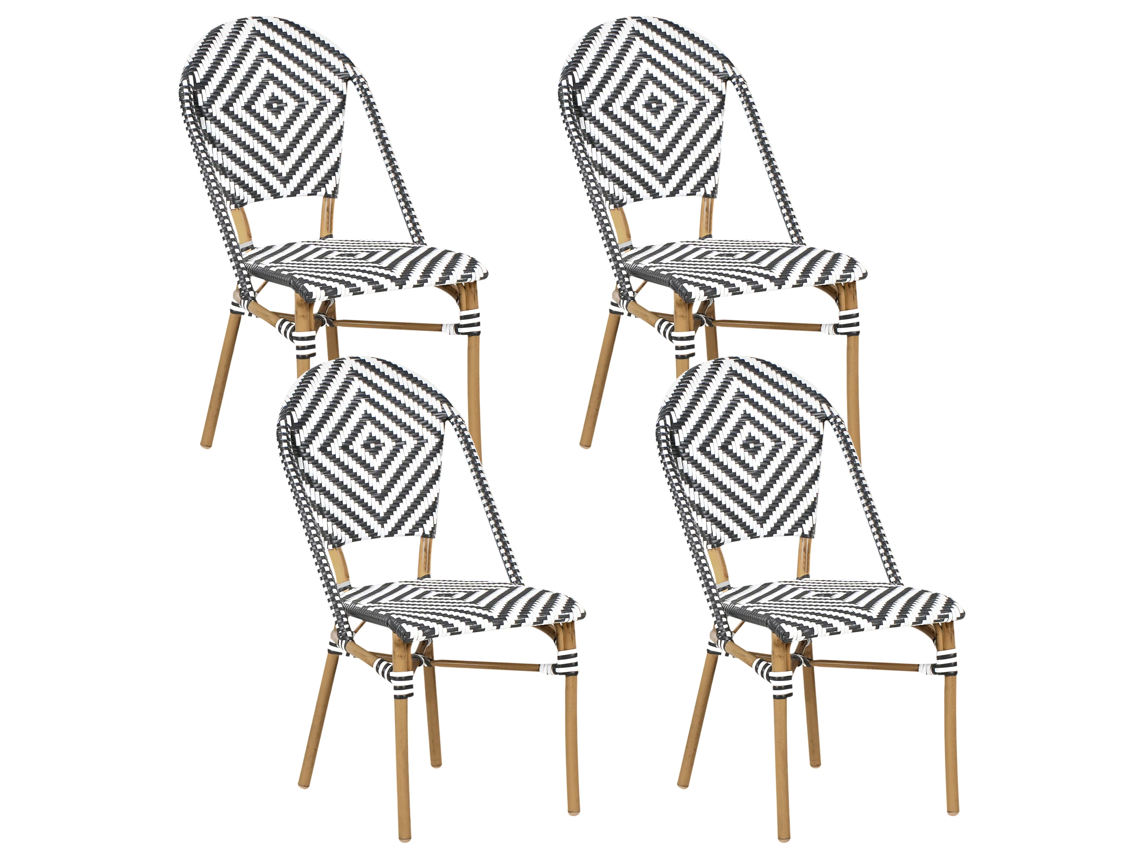 Tuinset 4-zits RIFREDDO PE rotan Zwart/wit