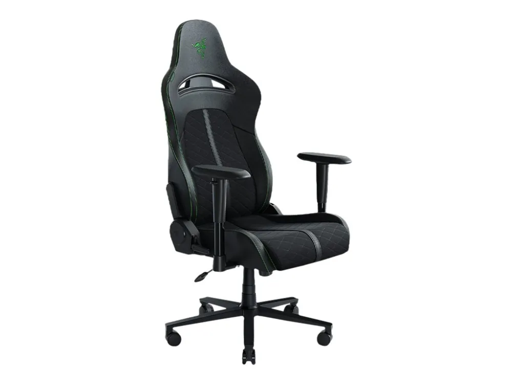 Razer Iskur X - Stol - armstøtter - T-formet - syntetisk læder, stål, elastomerisk polyuretan (EPU) - sort/grøn