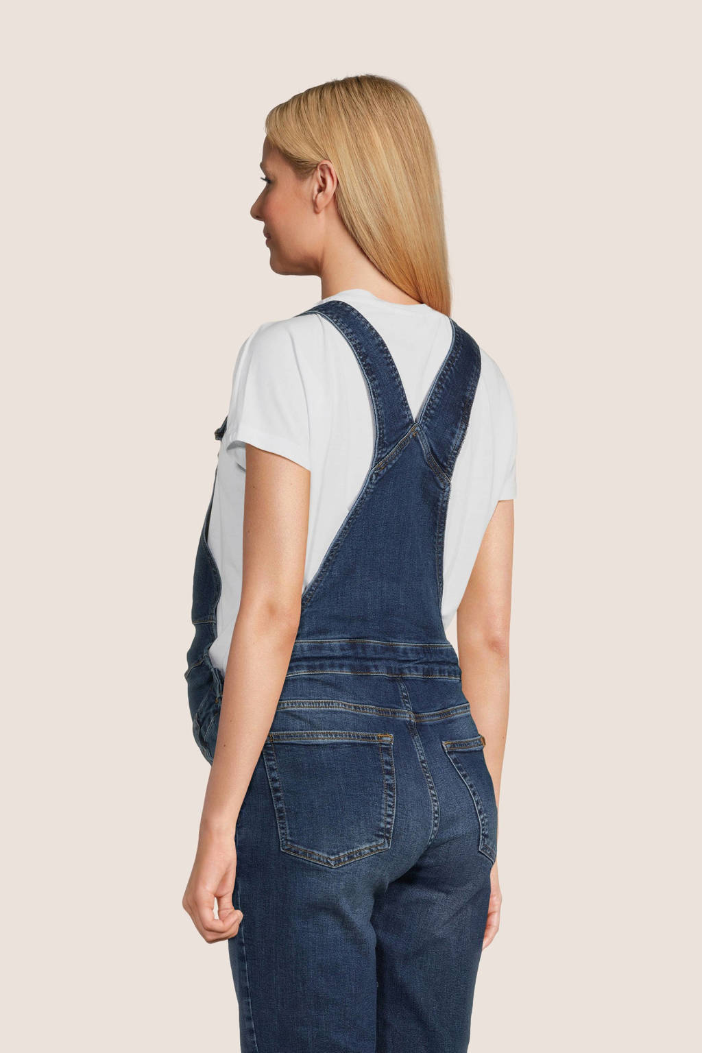 LOVE2WAIT regular fit zwangerschapstuinbroek stonewashed