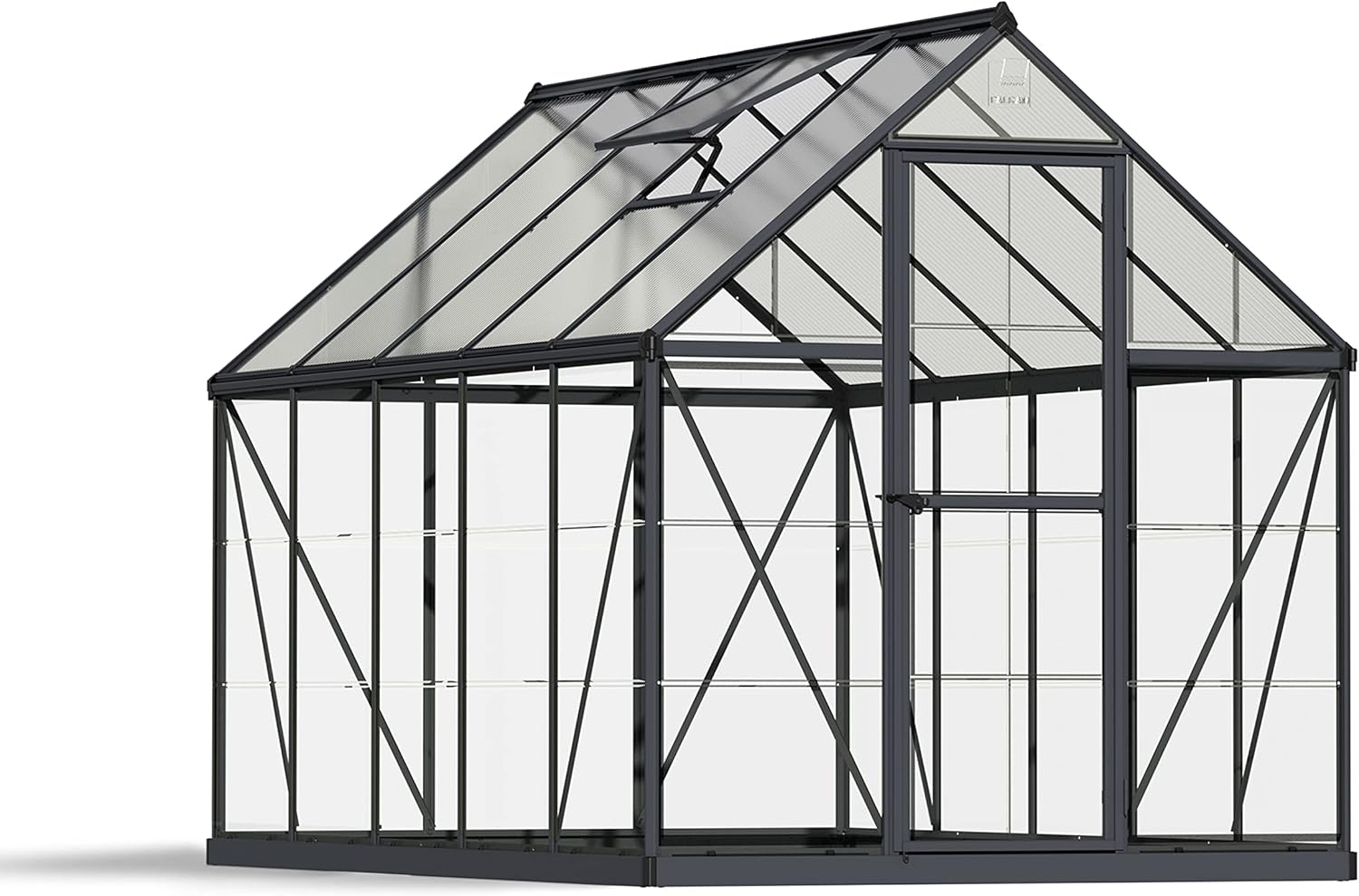 Palram Aluminium GewächsHaus Gartenhaus Hybrid 6x10 anthrazit /310x185x209 cm (LxBxH),Grau