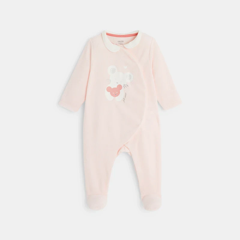 Dors-bien velours petite souris rose naissance Rose