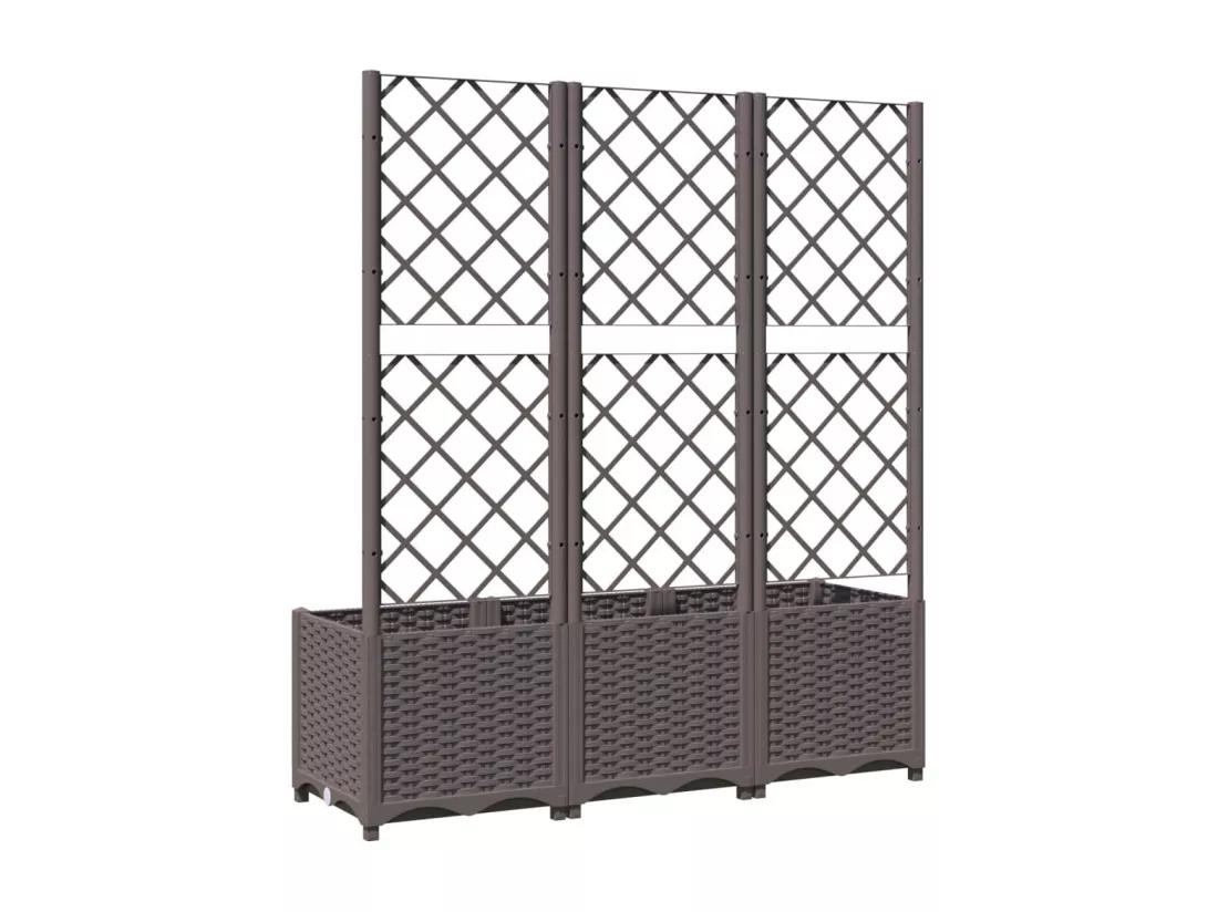 Jardinière avec treillis Marron 120x40x136 cm PP