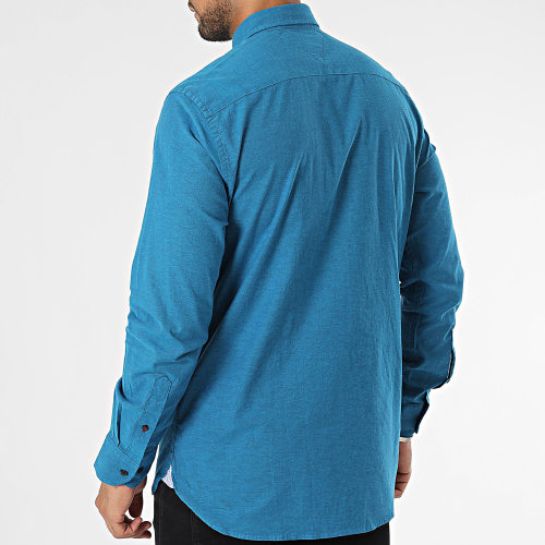 Chemise Manches Longues 9968 Bleu Pétrole Chiné