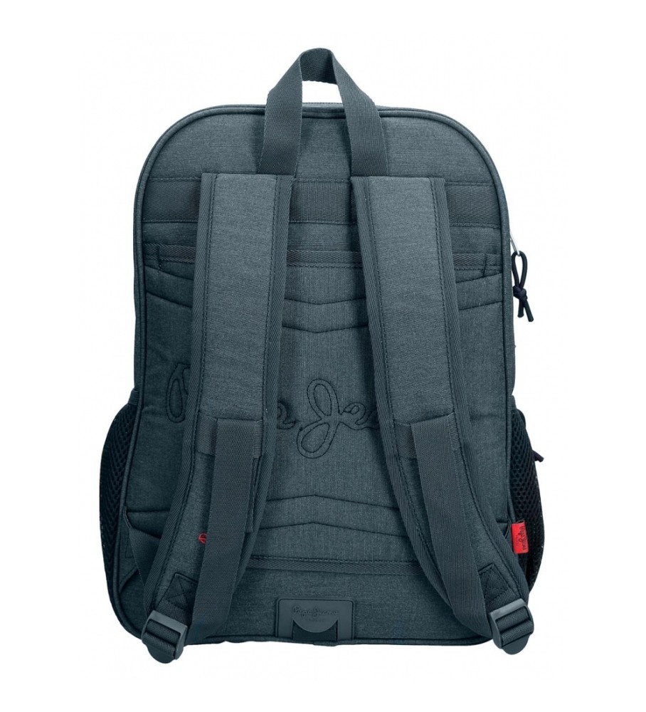 Mochila Pepe Jeans Kay, 40 cm, dois compartimentos, ajustável, azul escuro