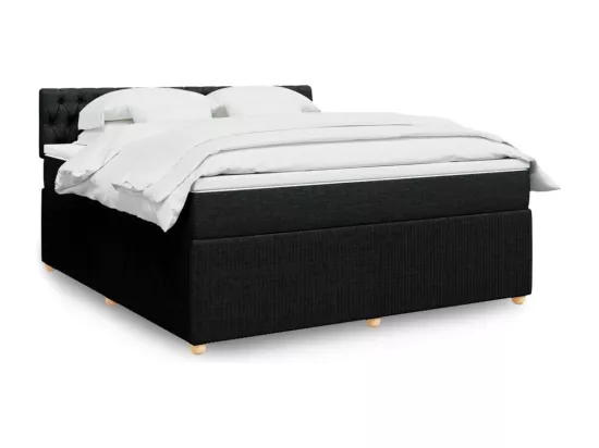 Sommier à lattes de lit avec matelas Noir 180x200 cm Tissu