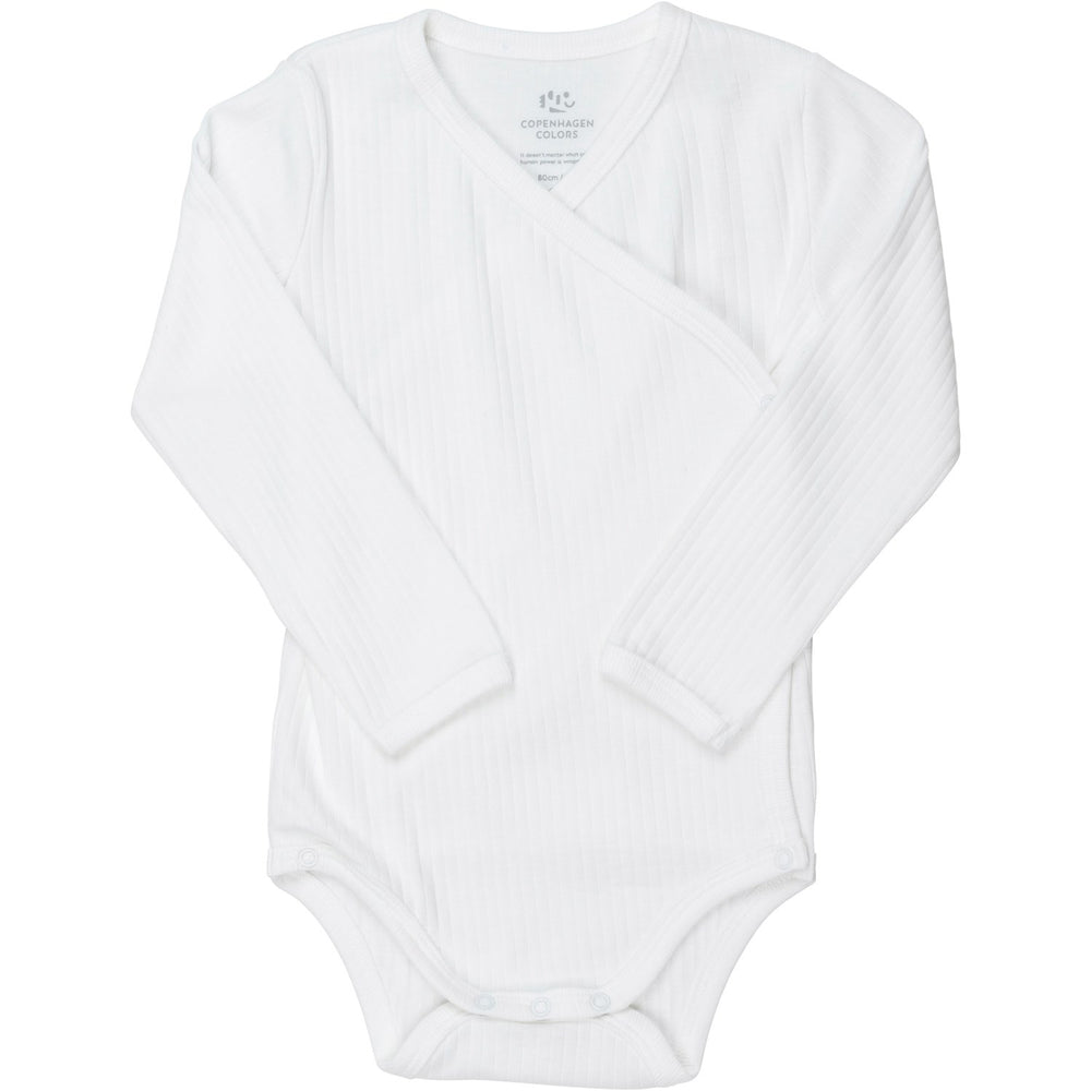 Køb COPENHAGEN COLORS White Baby Rib Jersey Body Crossover W. Longsleeve