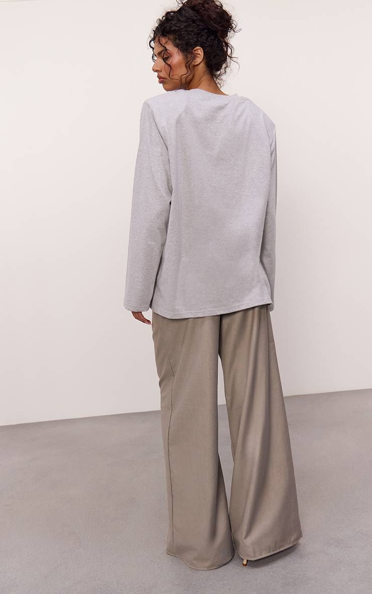 Gris Pantalon Large Tissé À Double Pli