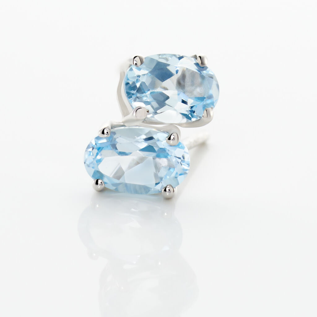 Boucles D'oreilles Puces Elea Serti Griffe Or Blanc Topaze