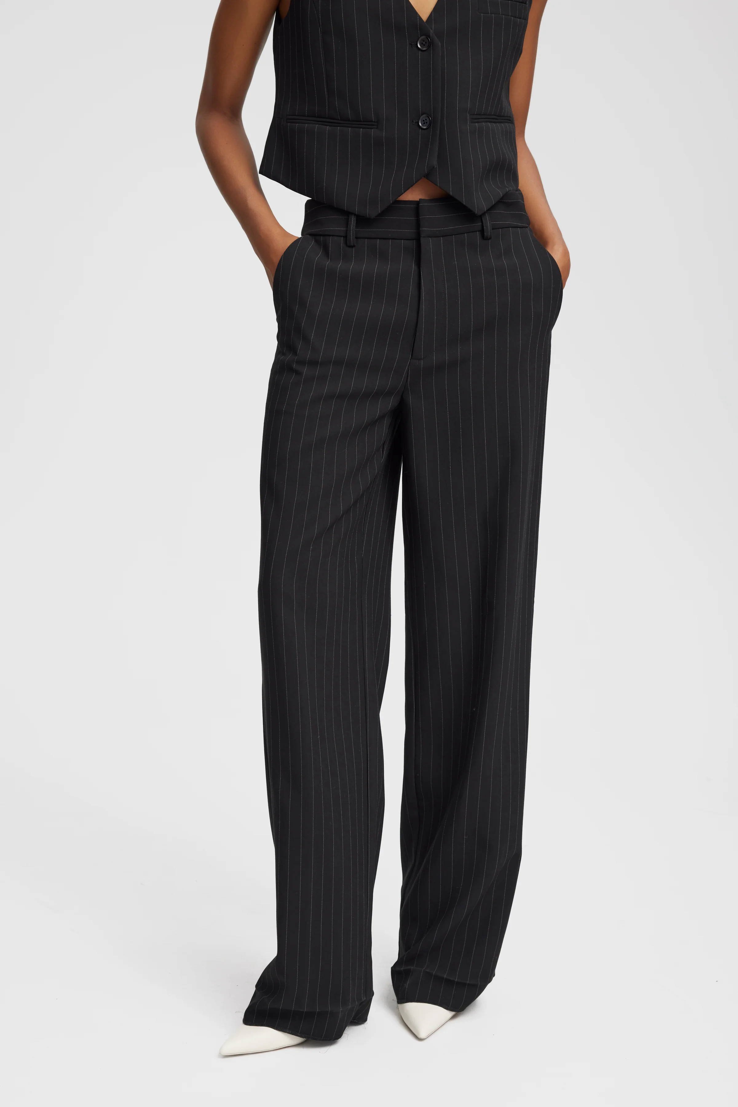 GESTUZ  JoelleGZ Pinstripe MW bukser - Black Pinstripe