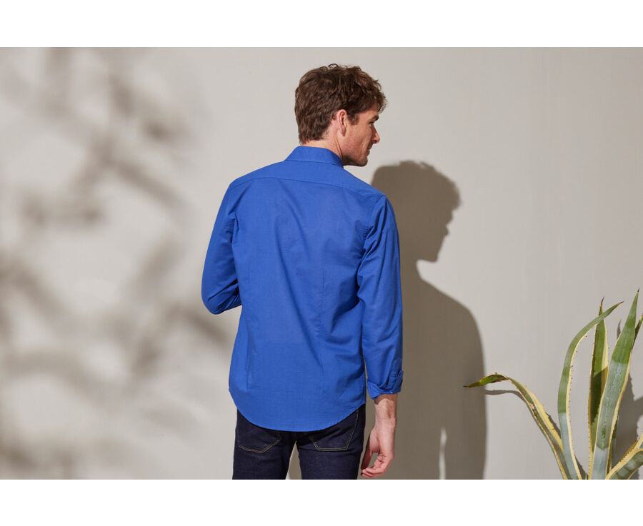 Chemise coton lin bleue - SILBERT
