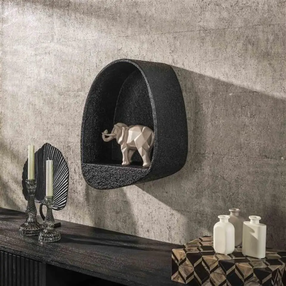 Wandschap Grijs Metaal - 34x21x46cm - Metallic Druppel