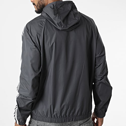 Coupe-Vent A Capuche A Bandes BSC 3 Stripes H65776 Gris Anthracite
