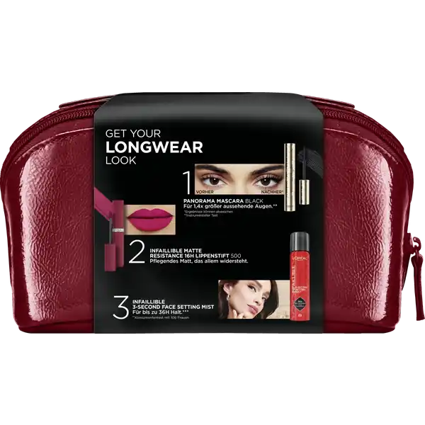 Panorama Mascara + Infaillible Matte + Setting Mist + Beauty Bag Geschenkset