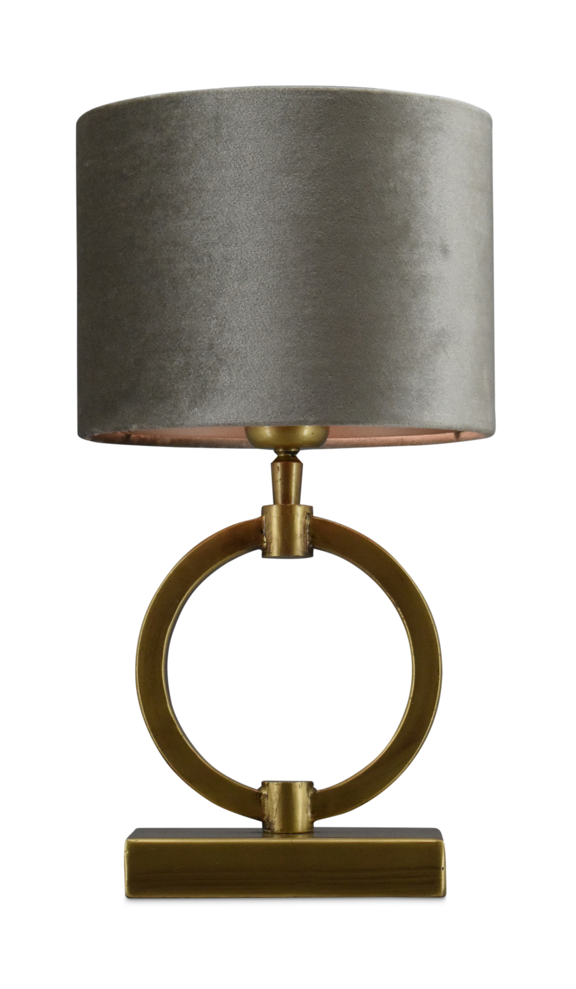 Tafellamp Devon XS bronze + kap Cilinder 20x20x15cm Fendi velours taupe ( taupe binnenkant )
