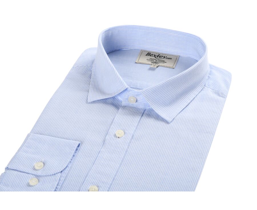 Chemise coton et lin rayée bleu et blanc - CLÉBERT