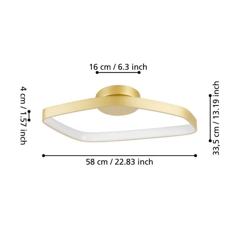 EGLO Vallerosa Plafondlamp - LED - 58 cm - Goud/Wit - Staal