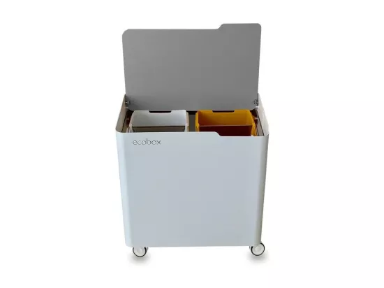 Poubelle pour tri sélectif modulable, fermeture douce, 40 litres, ECOBOX-TOP