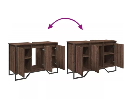 Armoire lavabo de salle de bain chêne marron 91x35x60 cm