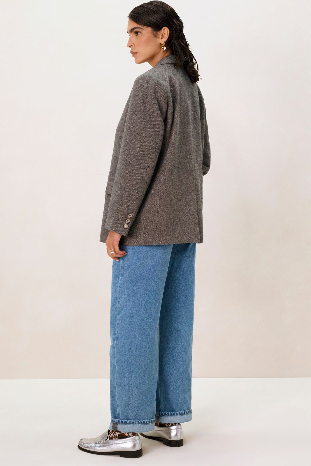 Donkerbruine oversized blazer