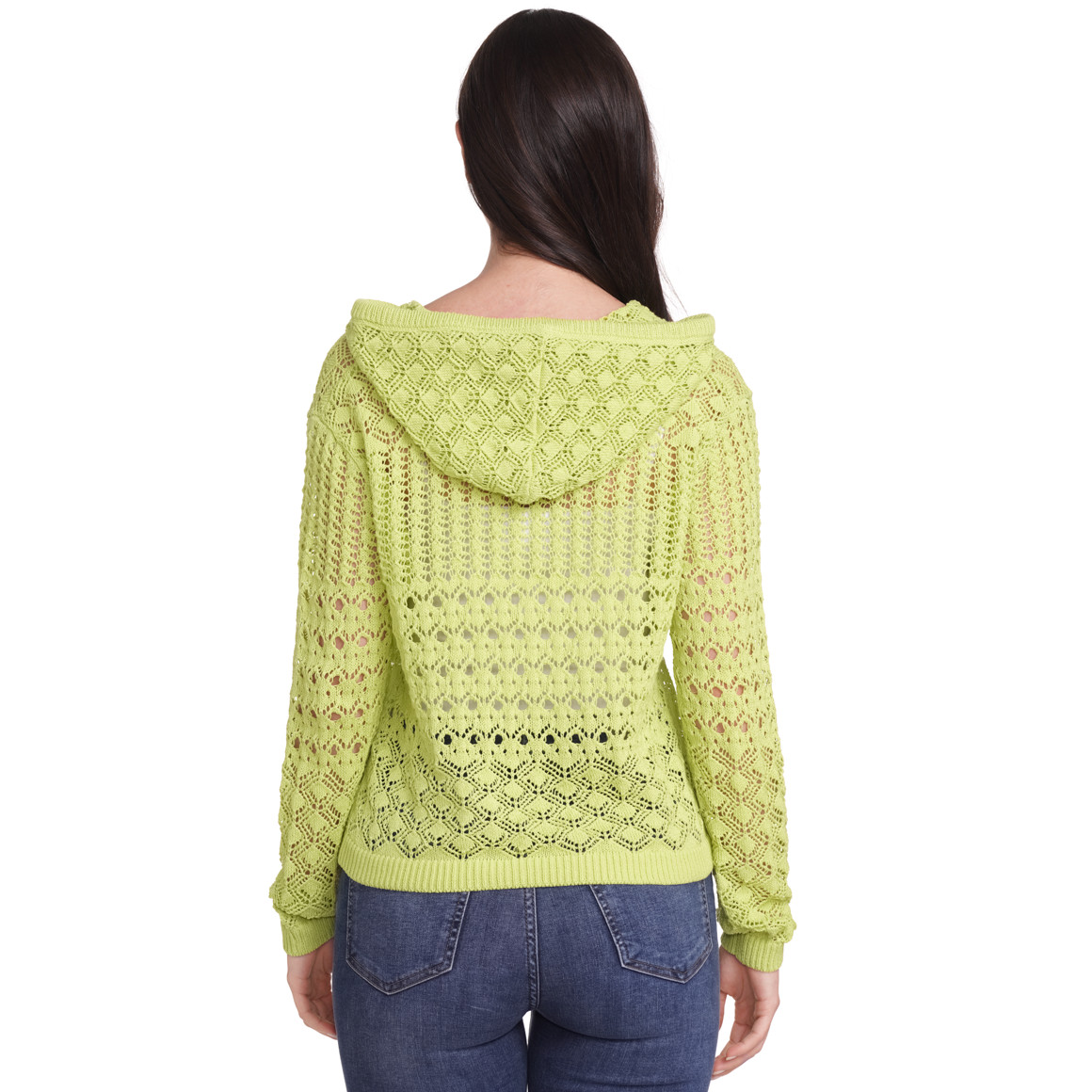 Gina Damen Strickpullover mit Ajour-Muster hellgrün