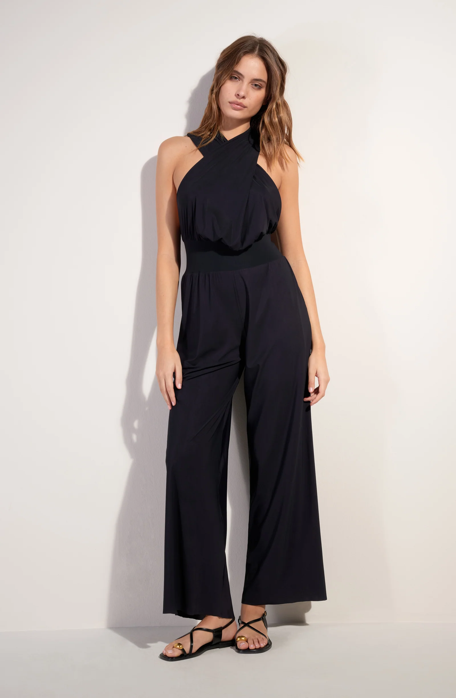 maissa Combinaison pantalon en voile extensible noir Noir