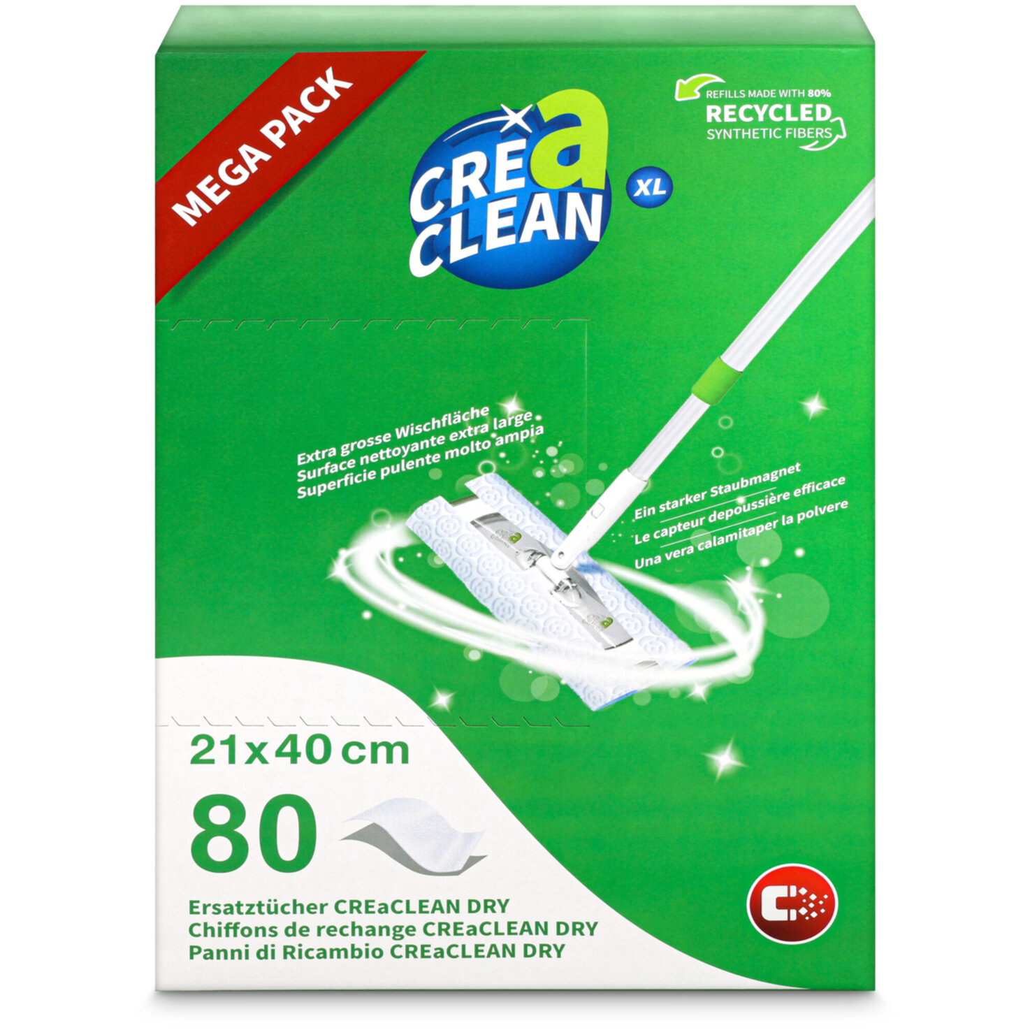 CREaCLEAN Trockene Ersatztücher XL 80 Stück