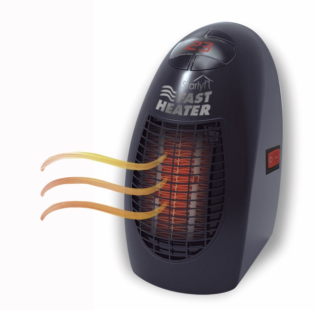 (16x15.5cm) Fast Heater Mini Heizung Steckdosen Konvektor Ofen Heizlüfter (VVAVACIND0385) - Schwarz