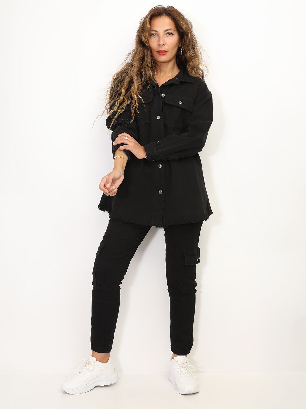 Surchemise oversize en denim- Noir