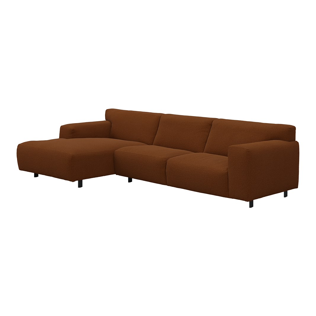 Vesta 2,5-seter med sjeselong venstre I Tekstil Gianni Bronze, standardsøm, sort metallben 10 cm, Comfort CM