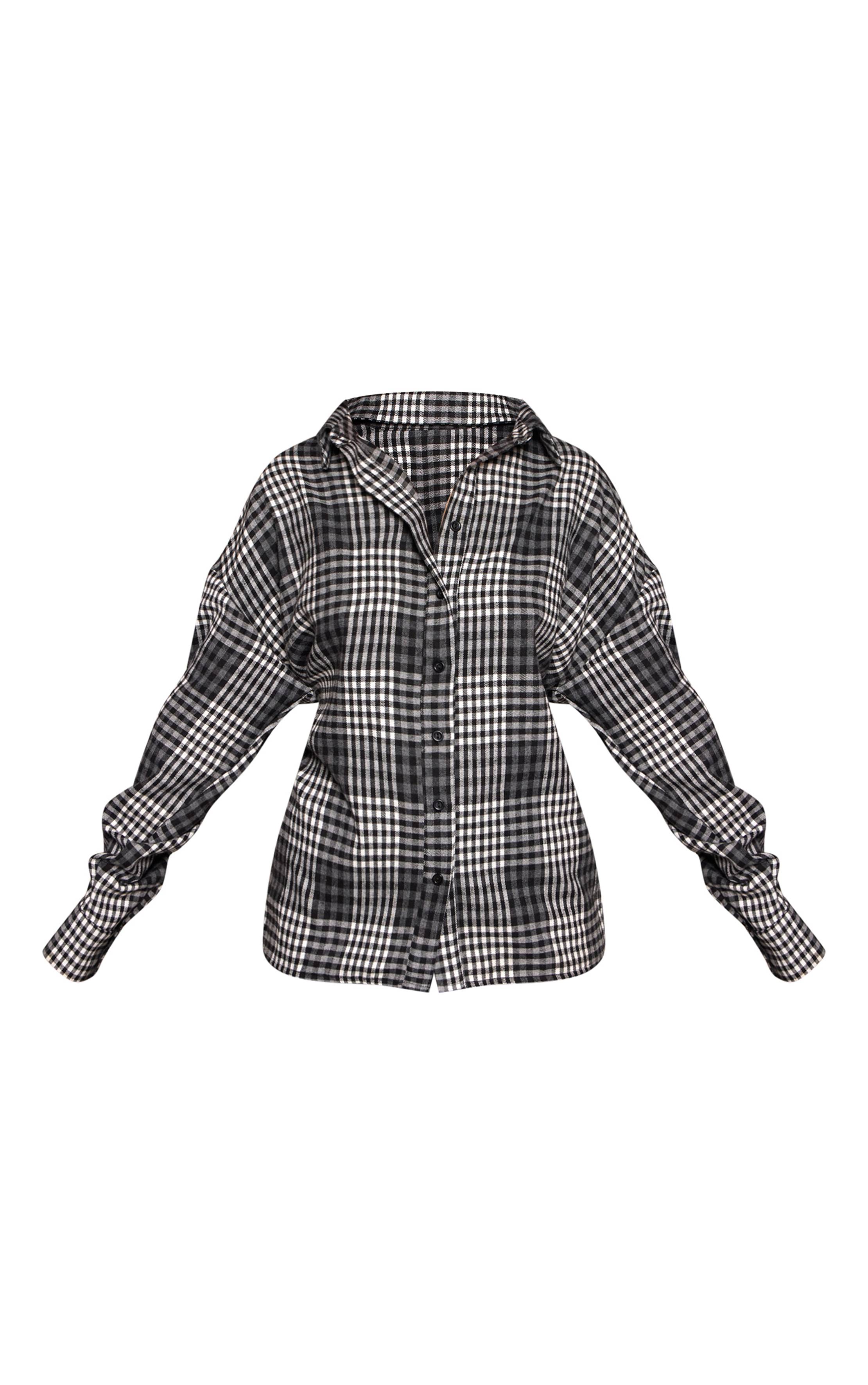 Noir Chemise En Flanelle À Carreaux Avec Nœud Dans Le Dos Petite Taille