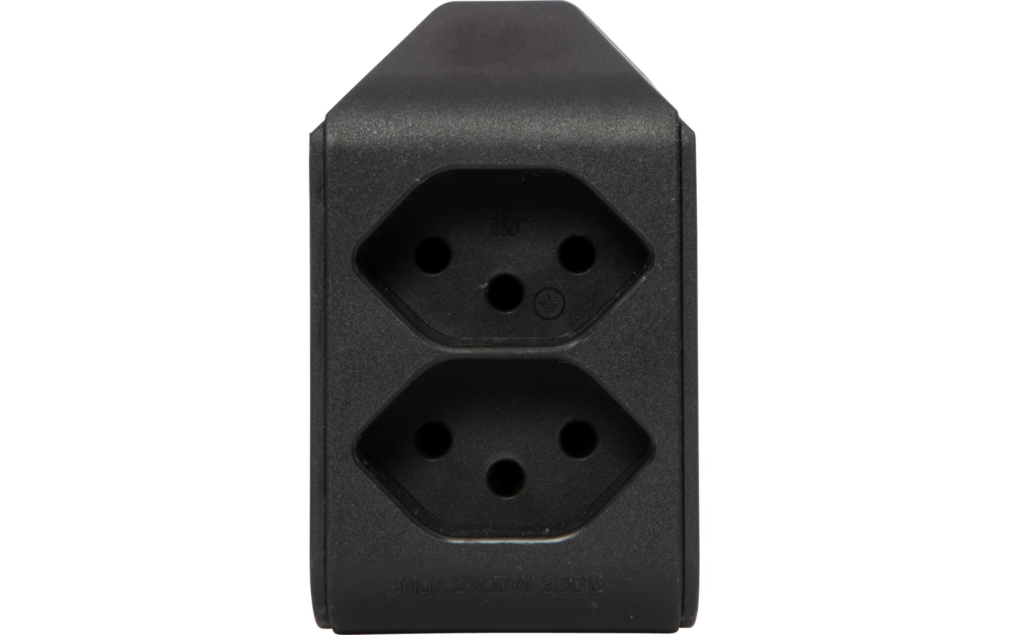 Abzweigstecker 2 x T13, 300° drehbar, SchwarzMehrfachstecker 230 V ohne Schalter
