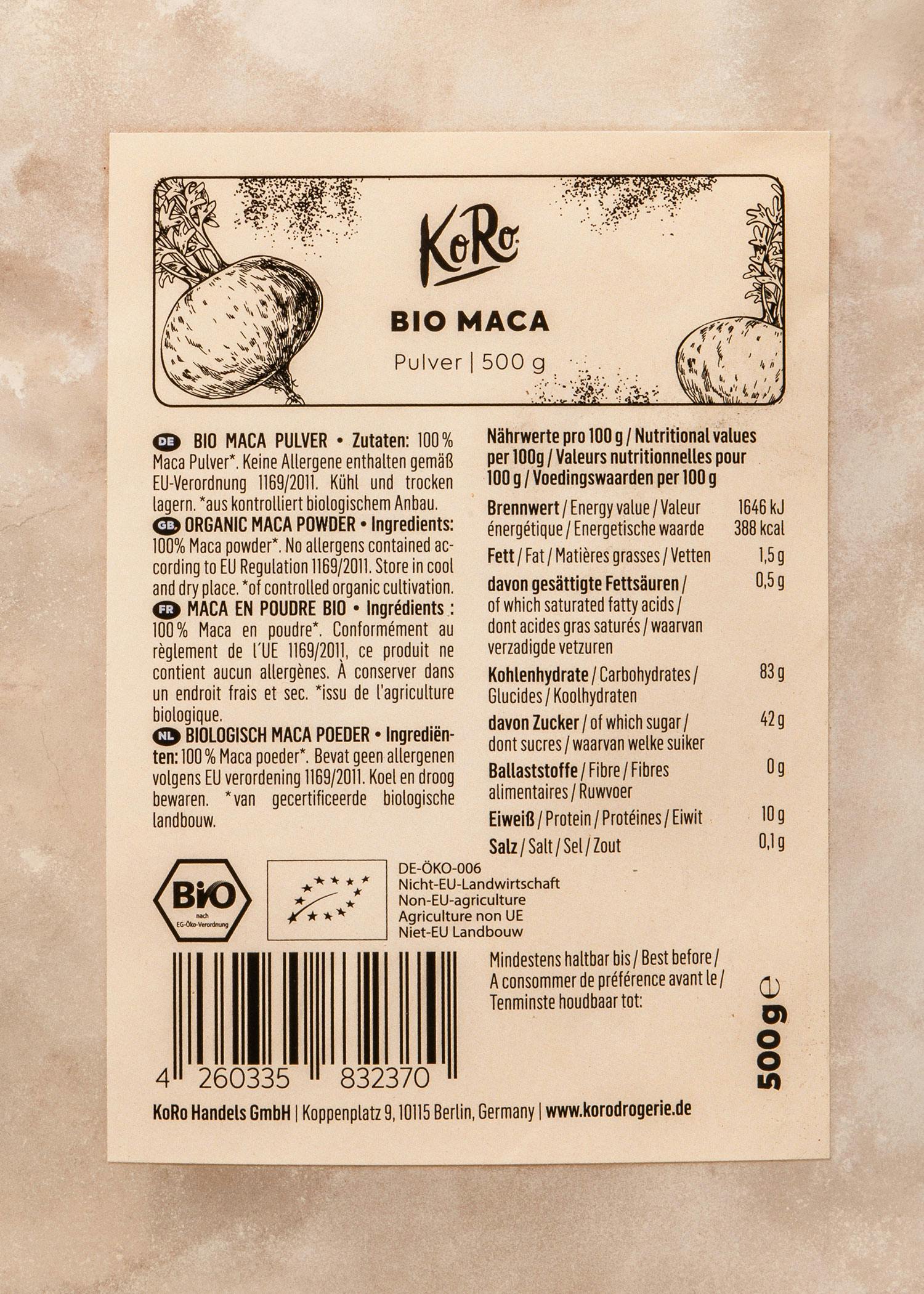 Bio Maca Pulver 500 g