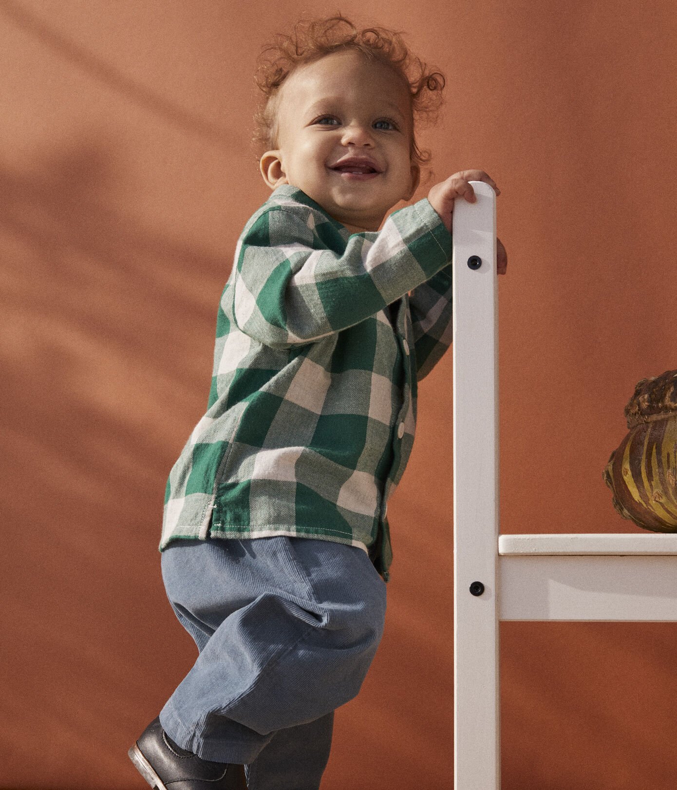 Chemise manches longues bébé à carreaux en flanelle