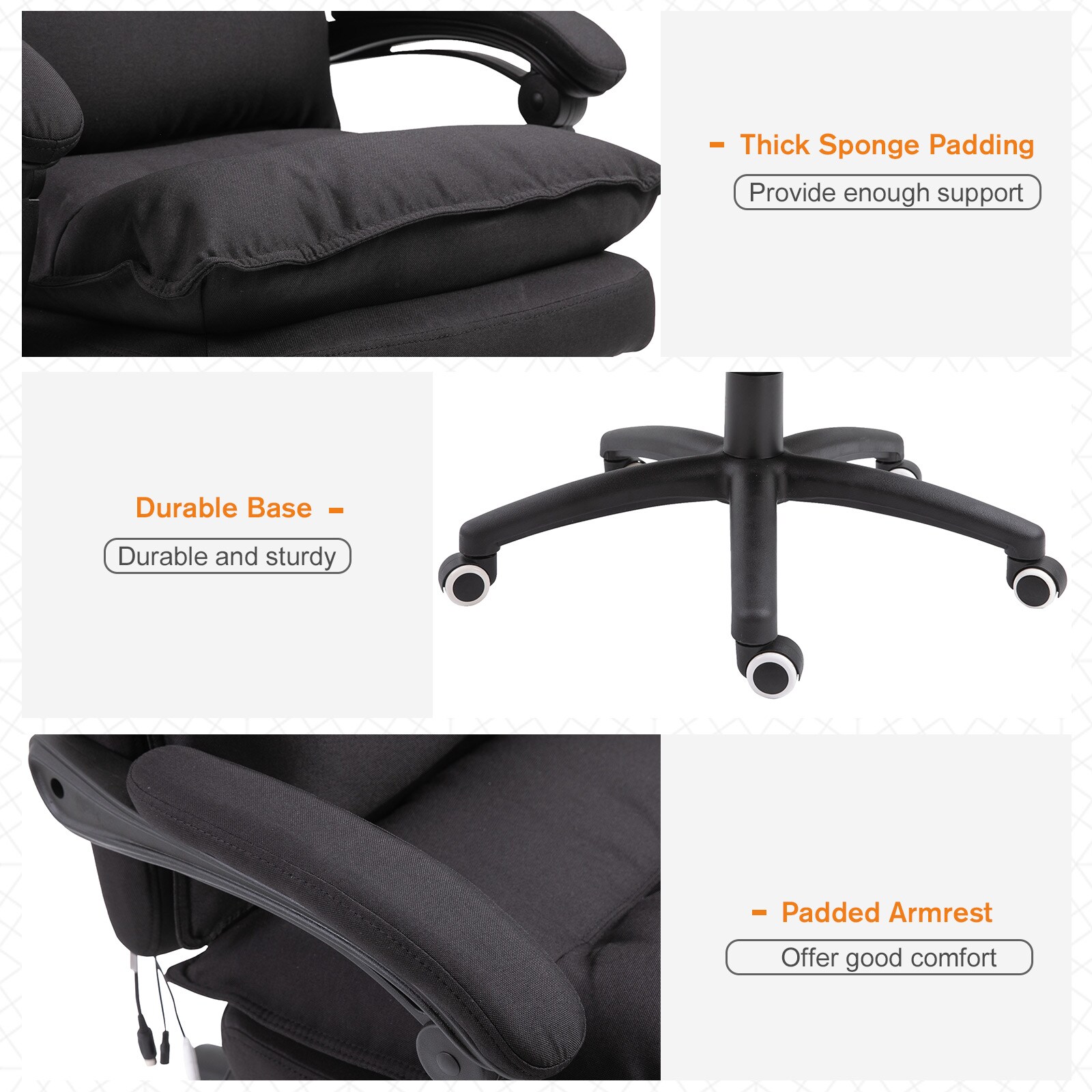 Vinsetto Bürostuhl mit Massagefunktion 70 x 62 x 120-130 cm (BxTxH)