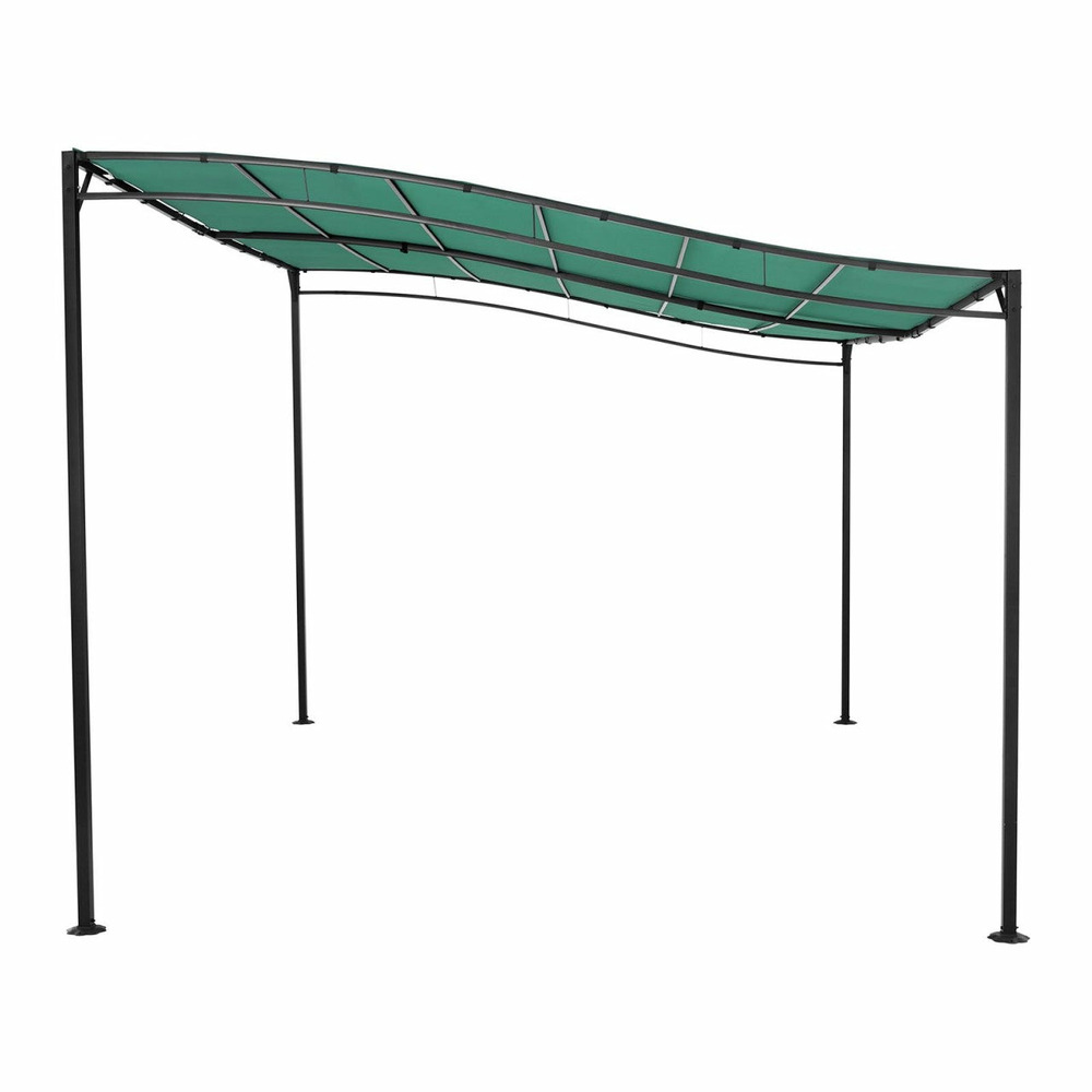 Pergola pavillon barnum tonnelle tente abri gazebo de jardin terrasse beige inclinée 3 x 4 m vert foncé