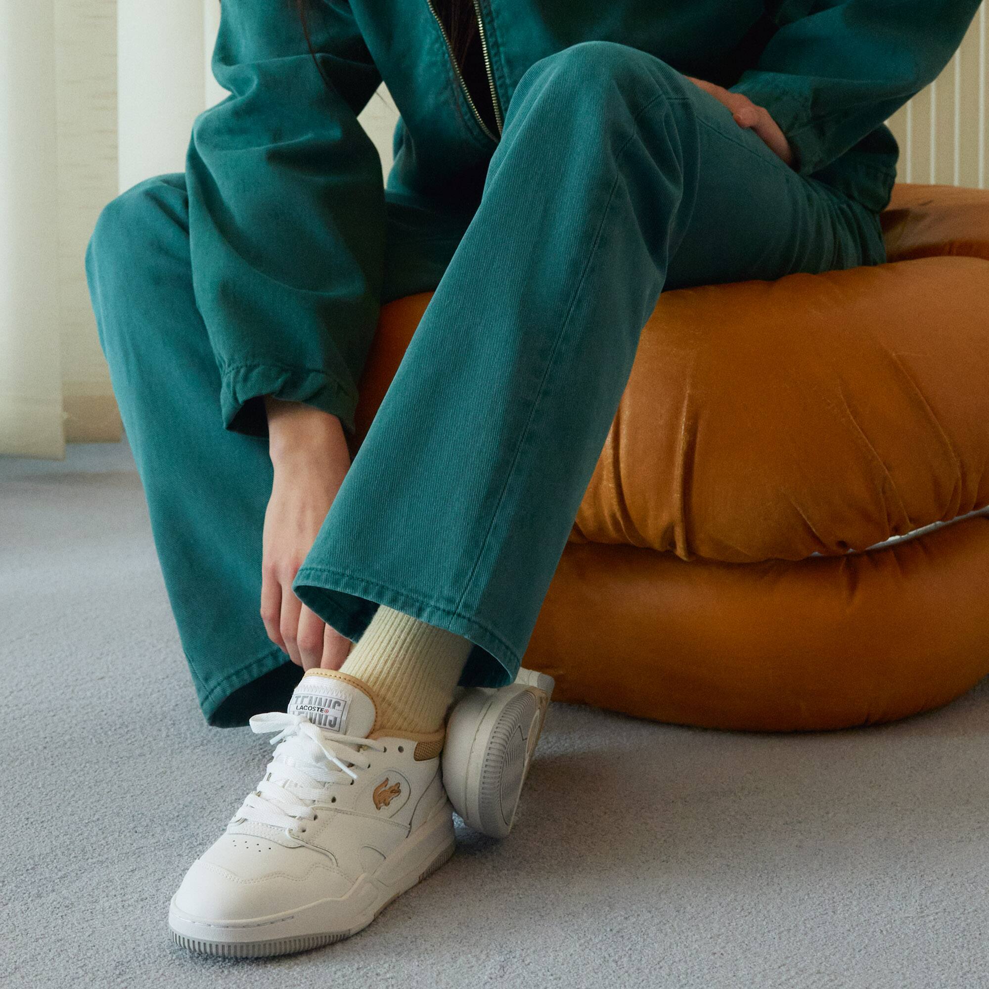 Damen-Sneaker Lineshot aus Leder mit Kontrast-Schuhkragen Sneakers - Weiss - Lacoste - Damen